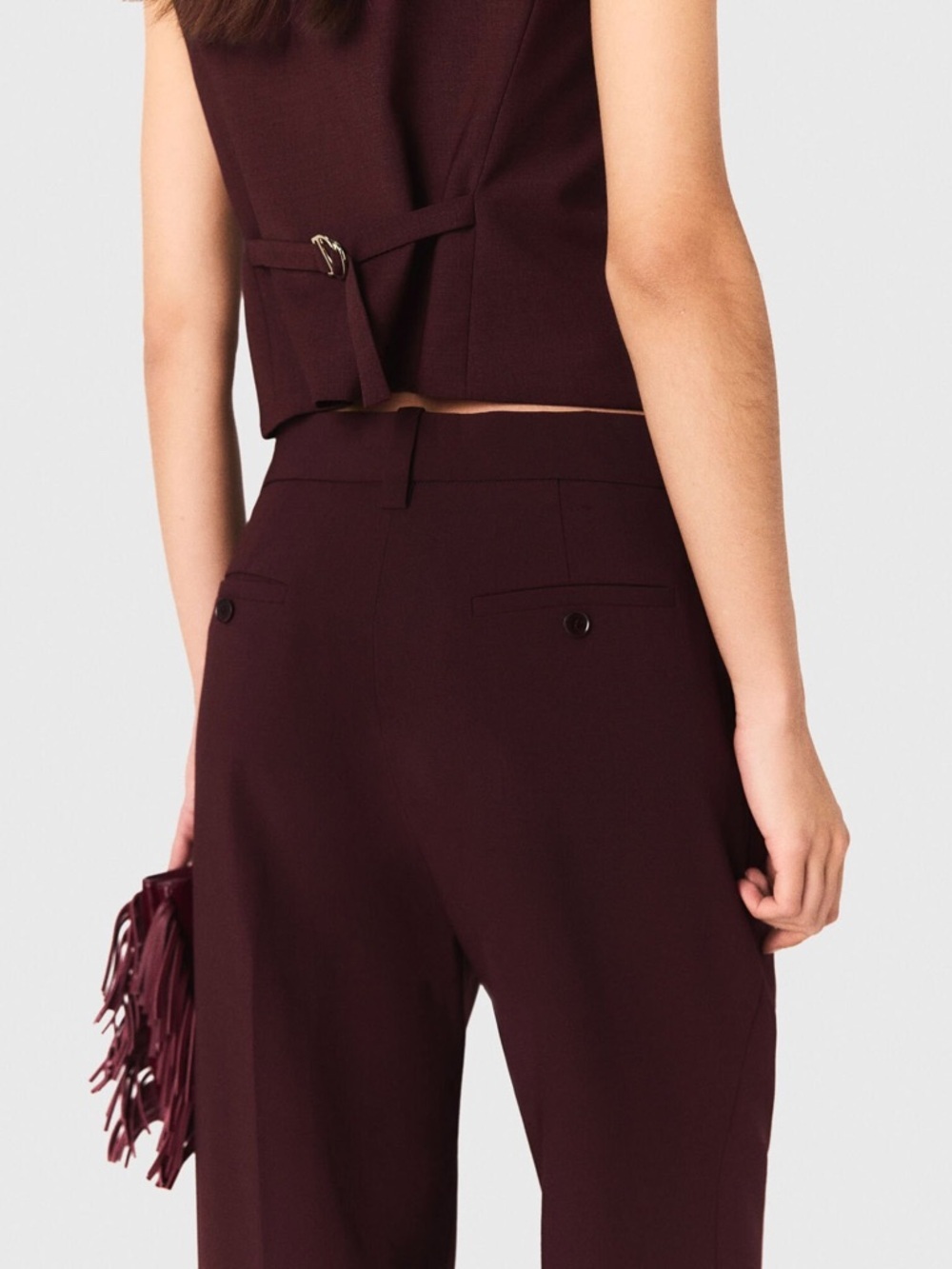 Autumn Dress Pants Maje Tailored High-Waist Interview Outfit - Picture 6 of 14